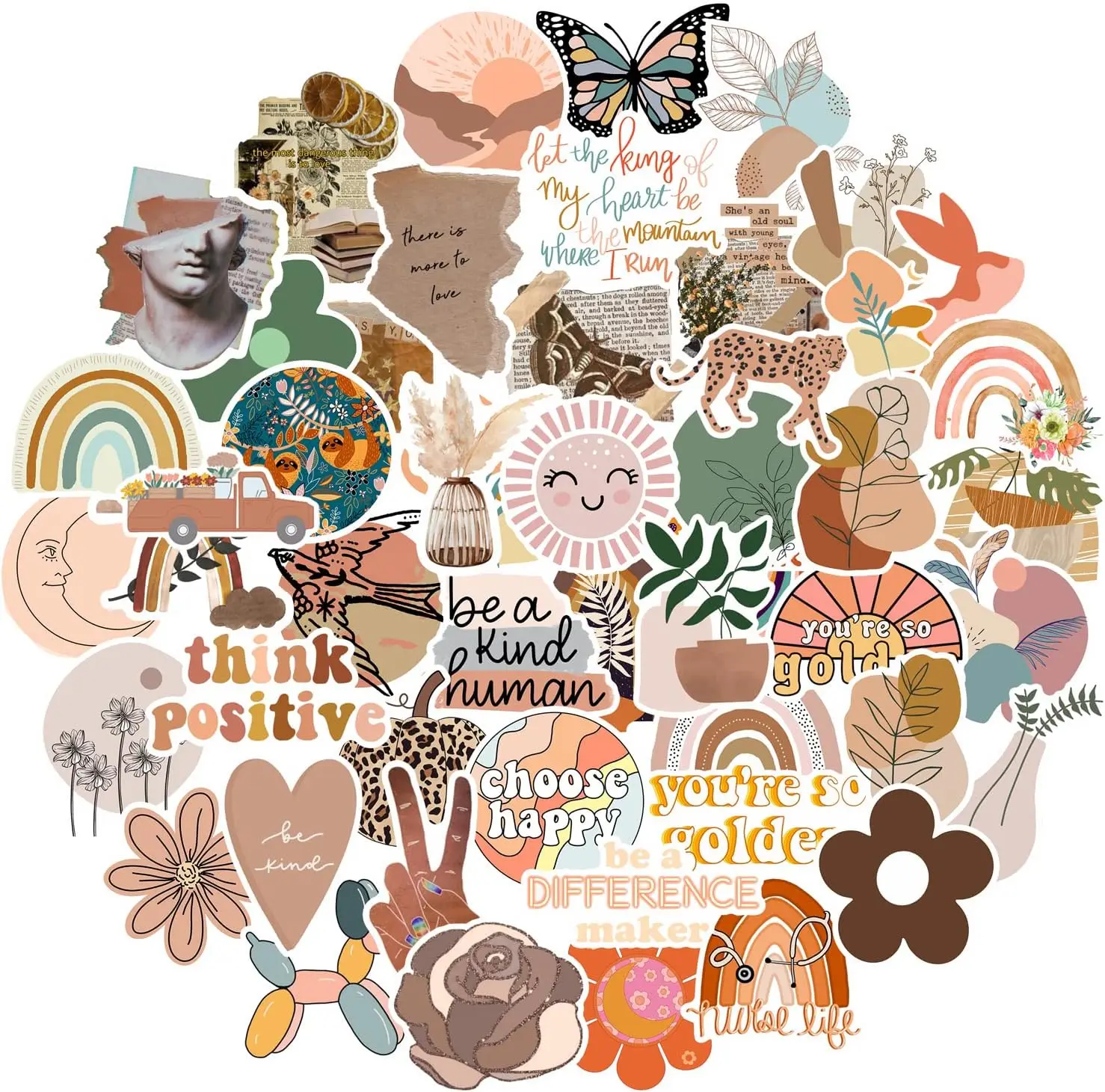 

Vintage Aesthetic Stickers 50 Pcs, Vinyl Waterproof Stickers for Water Bottles Laptop Phone Computer Guitar (1)