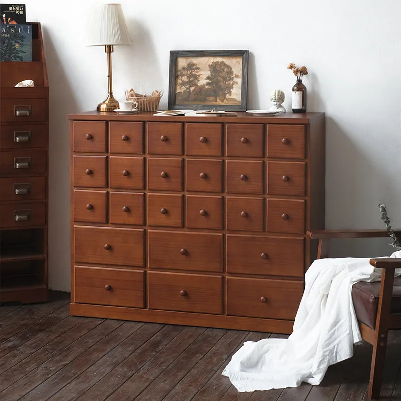 Traditional Chinese medicine cabinet, vintage chest of drawers, floor-standing solid wood bedroom, multi-drawer style