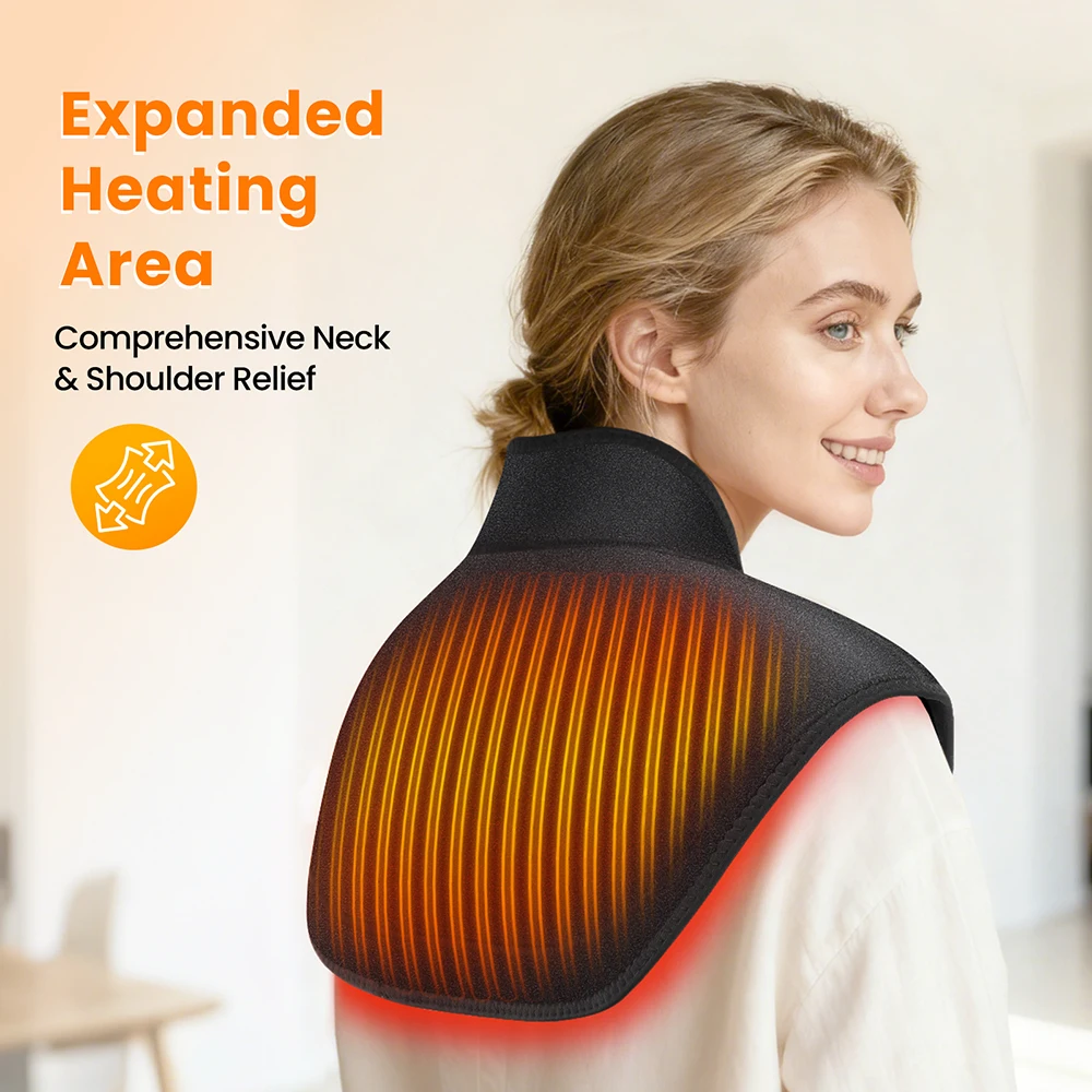 

Electric Heating Shoulder Neck Pad 4 Levels Thermal Compress Cervical Wrap with 5 Timer Warm Massage Shawl for Back Neck