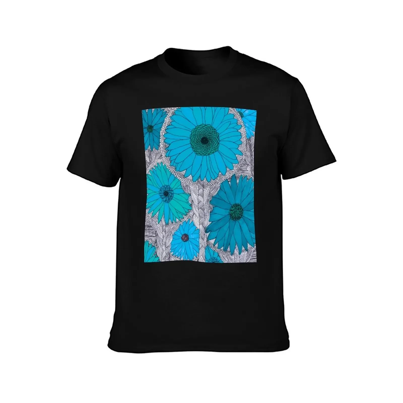 Gerbera Daisy-Teal T-Shirt valentines boutique clothes oversized t shirt Men's t shirts