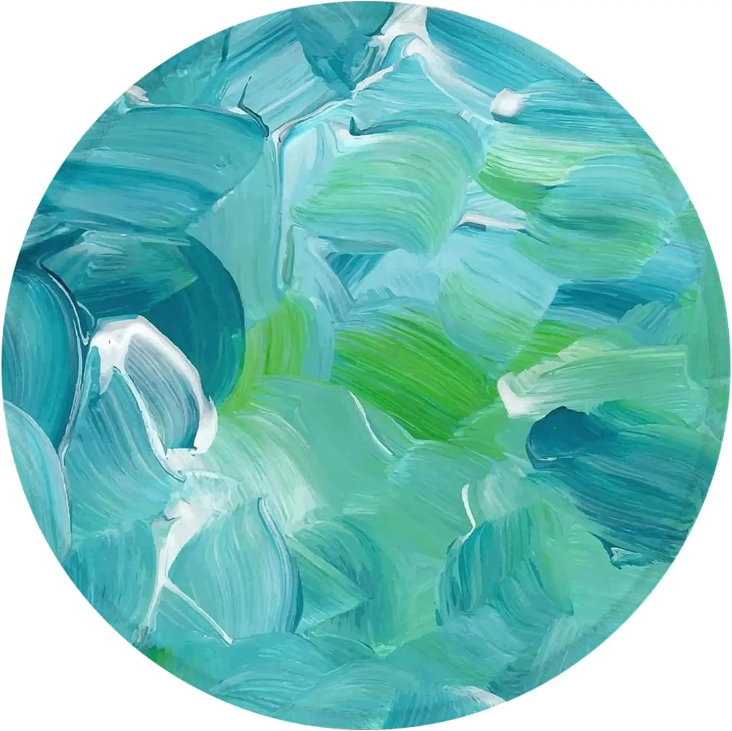 Small Abstract Green Watercolor Mouse Pad Non-Slip Rubber Gaming Round Deskmat Office MousePad 200x200mm