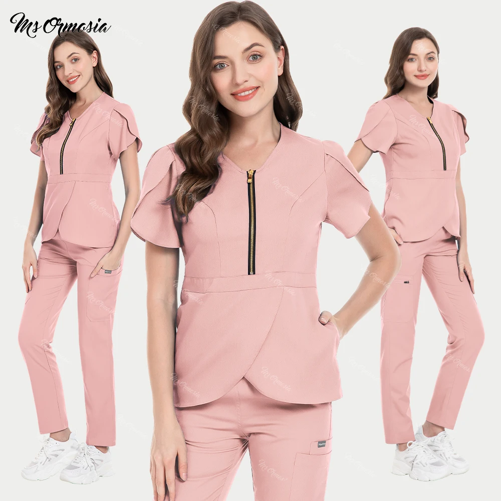 

Hospital Working Scrubs Set Operating Room Medical Uniforms Scrubs Tops Straight Pants Doctor Nurse Dental Surgery Suit Workwear