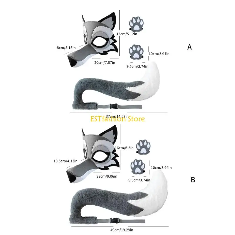 y5gc wolf costume for chil adult alval alloween wolf cosplay accossories تشمل القفازات الذئب الذئب الذئب الذئب الذئب