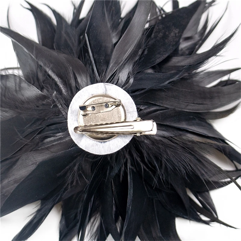 Fashion Feather Brooch Ostrich Plume Scarf Clip For Women Brooches Lapel Pins Dress Accessory Boutonniere Ladies Accessories