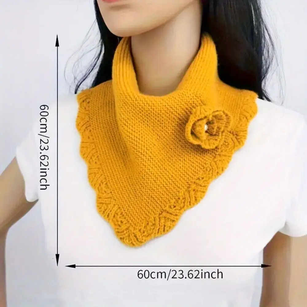 Triangle Tube Scarf Detachable Women Neck Warmer Crochet Flower Wavy Edge False Collar Loop Soft Winter Knit Cycling Accessories