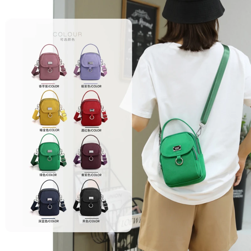 Fashion 3 Layers Women Mini Bag High Quality Durable Fabric Girls Small Shoulder Bag Prettry Style Female Mini Handbag Phone Bag