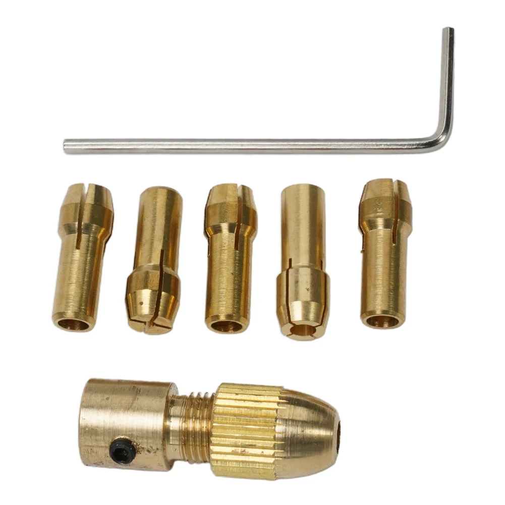 Chucks Adapter Mini Drill 2.35/3.17/4.05/5.05mm Brass Collet Drill Collet Gold Color For Use With Hand Drills Electric Drills