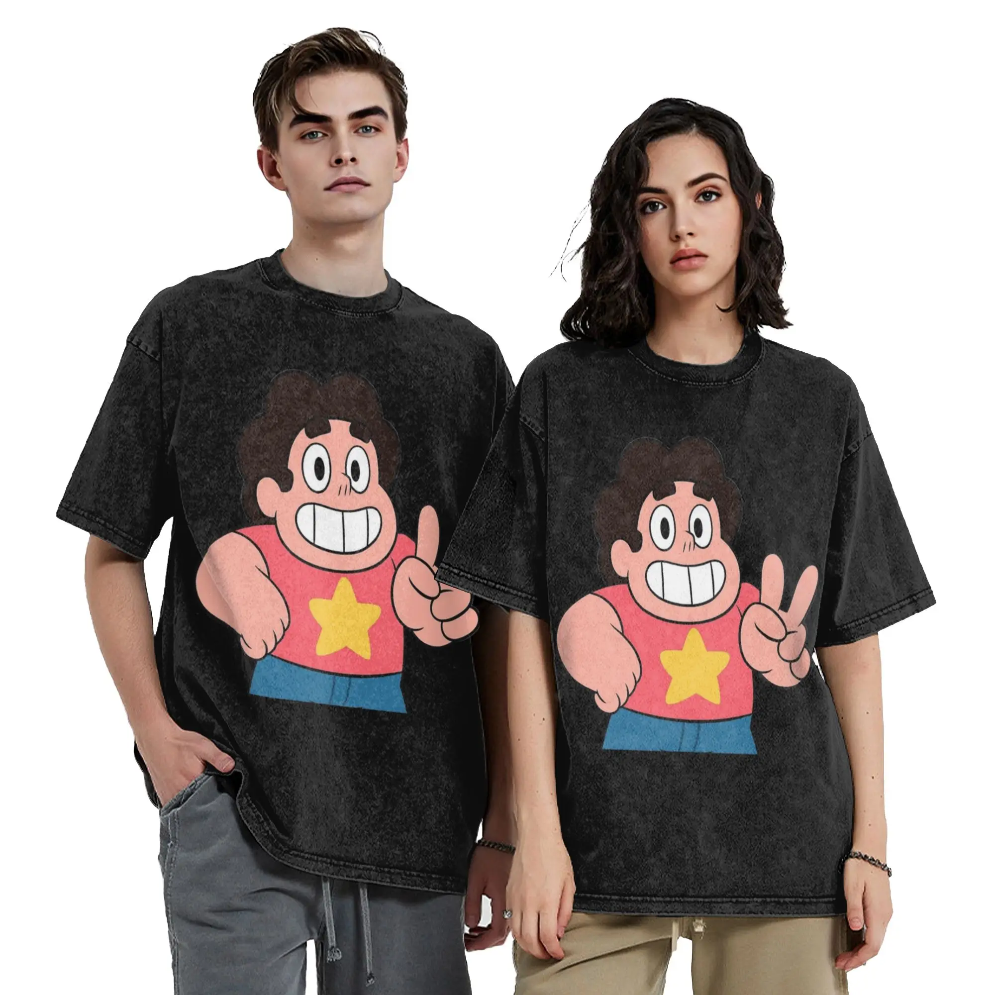 Happy Stevens Universes Washed T Shirt Streetwear Hip Hop Casual T-Shirt  Tee Shirt Men Women Cotton Harajuku Summer