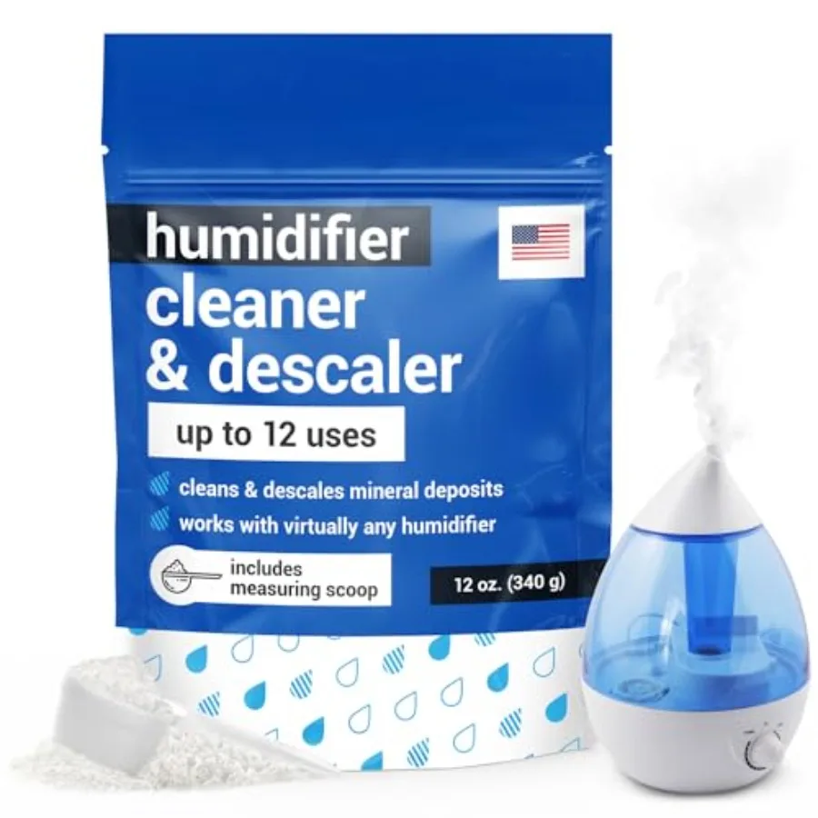

Humidifier Cleaner and Descaler Powder - 12 Oz, 12 Uses - Citric Acid Powder and Bacteriostatic Water Mineral Remover - Cleanin
