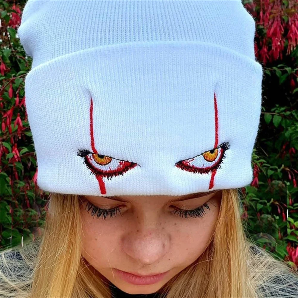 Fashion Terror Clown Eyes Knitted Hat For Men And Women Warm Insert Insert Soft Cold-Proof Outdoors Hip Hop Halloween Gift Hat