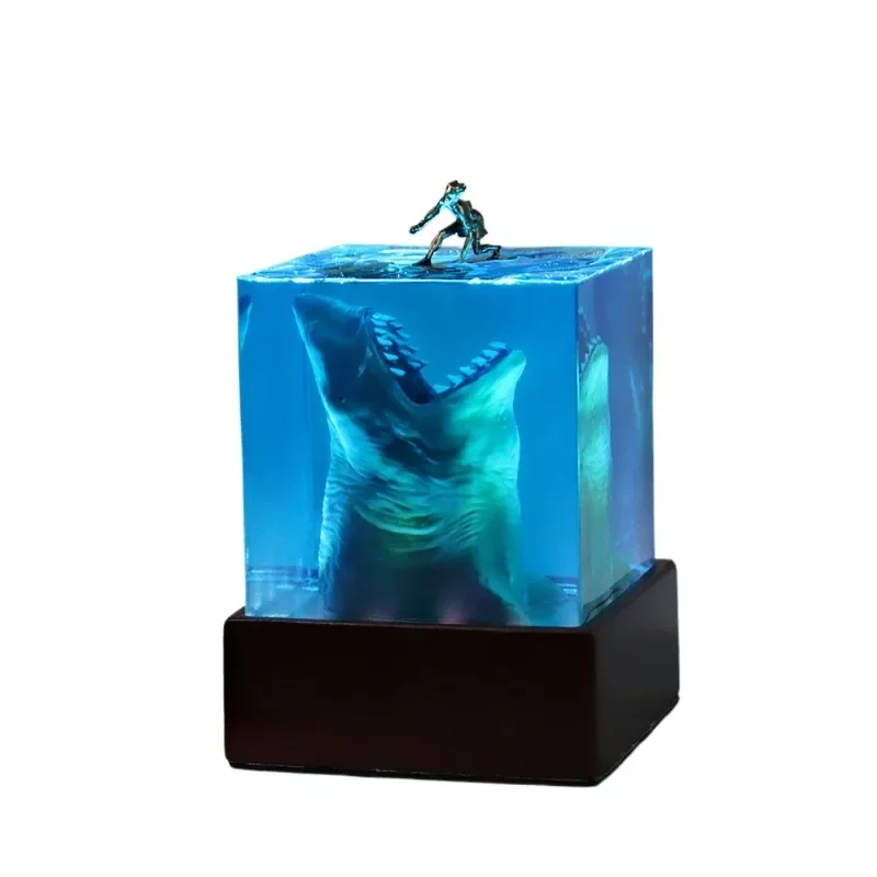 

Ocean shark surfer micro landscape night light ornament