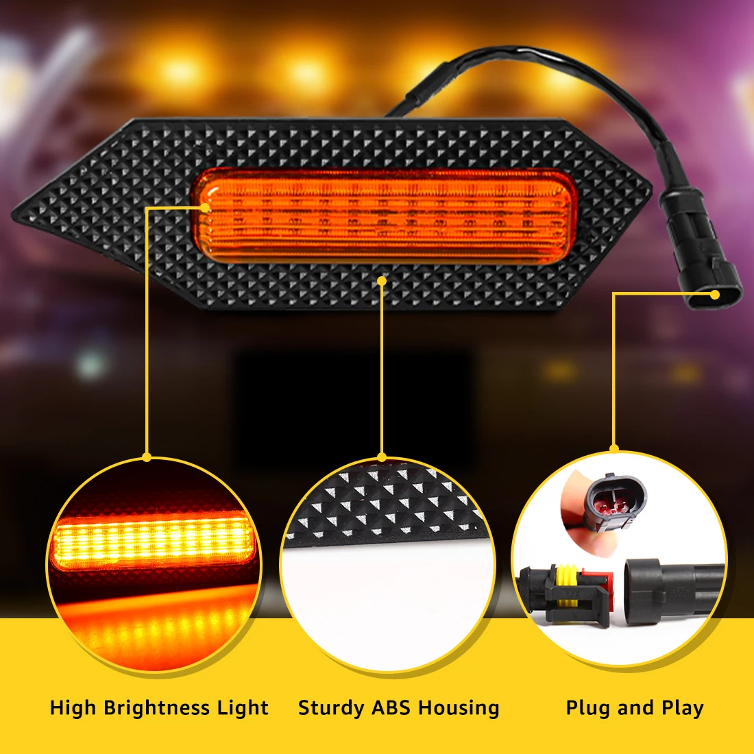 4pcs Front Grille Lights For Toyota Tacoma 2024 LED Grill Light Amber Warning DRL Daytime Running Daylights with Wire 12V