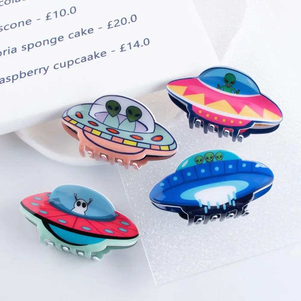 Spaceship Alien Hair Claw Personalized Grab Clip Cartoon Plastic Hair Clip Festival Headdress Shark Clip Daily