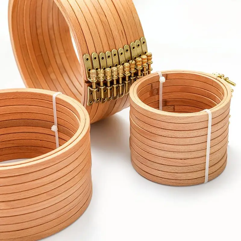 

4-12inches Beech Round Wooden Embroidery Hoops Frame Set Cross Stitch Embroidery Hoop Rings Home Sewing Craft Tool