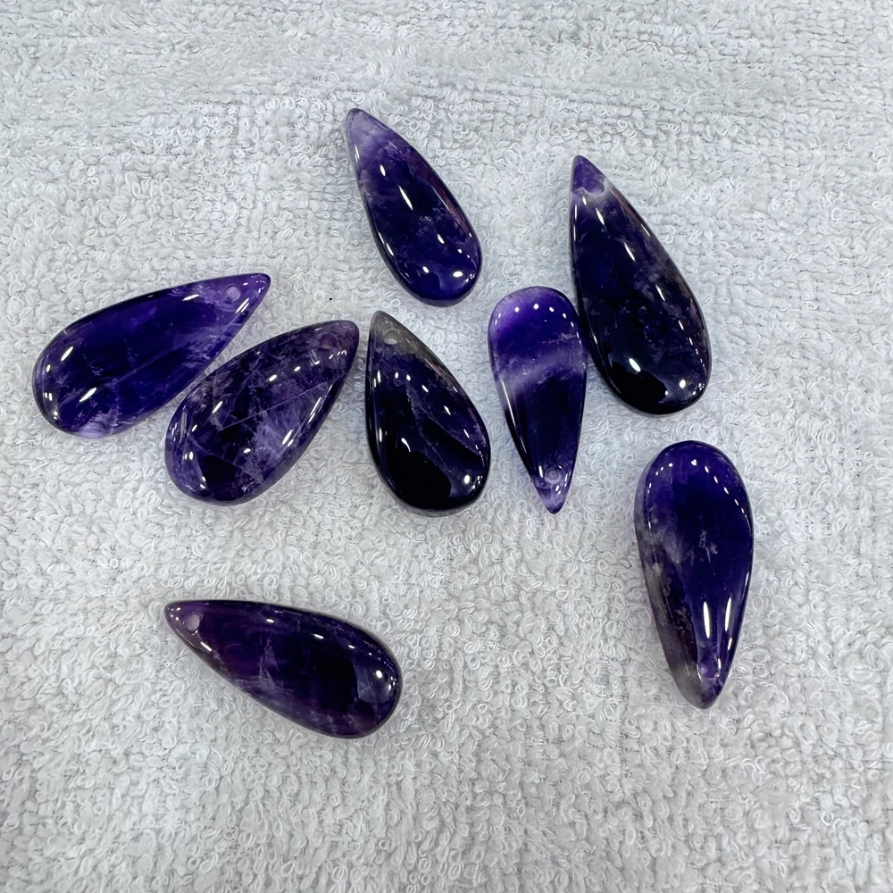Wholesale 5pcs/pack Genuine Amethyst Quartz Bead Pendant Mixed 20-45mm Pear Shape Semi-Precious Gemstone Jewlery Pendant