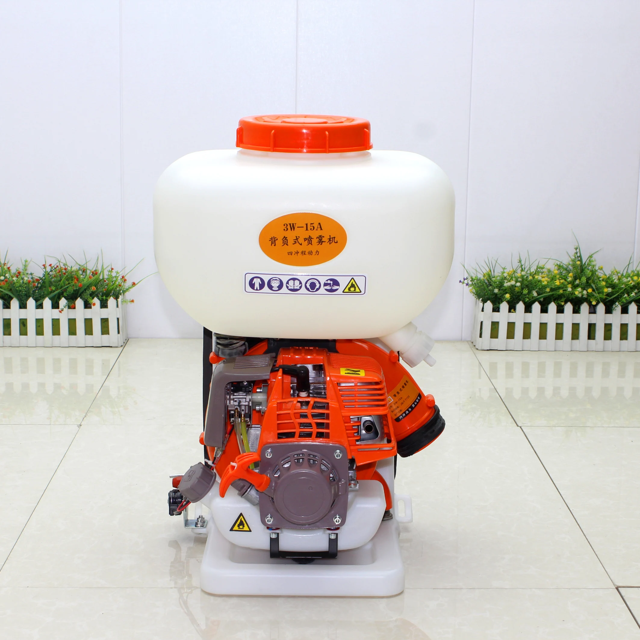 3W-15A Dust Collector and Electric Sprayer 41.5CC Backpack 4 Stroke Gasoline Engine Garden Pesticide Fertilizer 15L