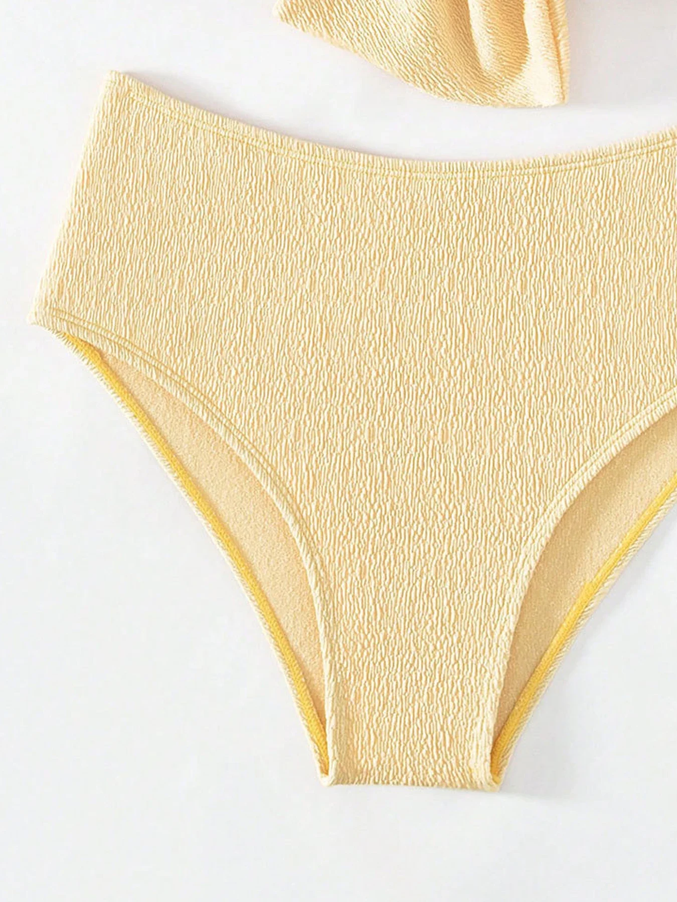 Vigorashely 2025 Sexy Single Shoulder Ribbed Tied Bikini Set Push Up High Waist Women Swimsuit Bathing Suit Backless Swimwear