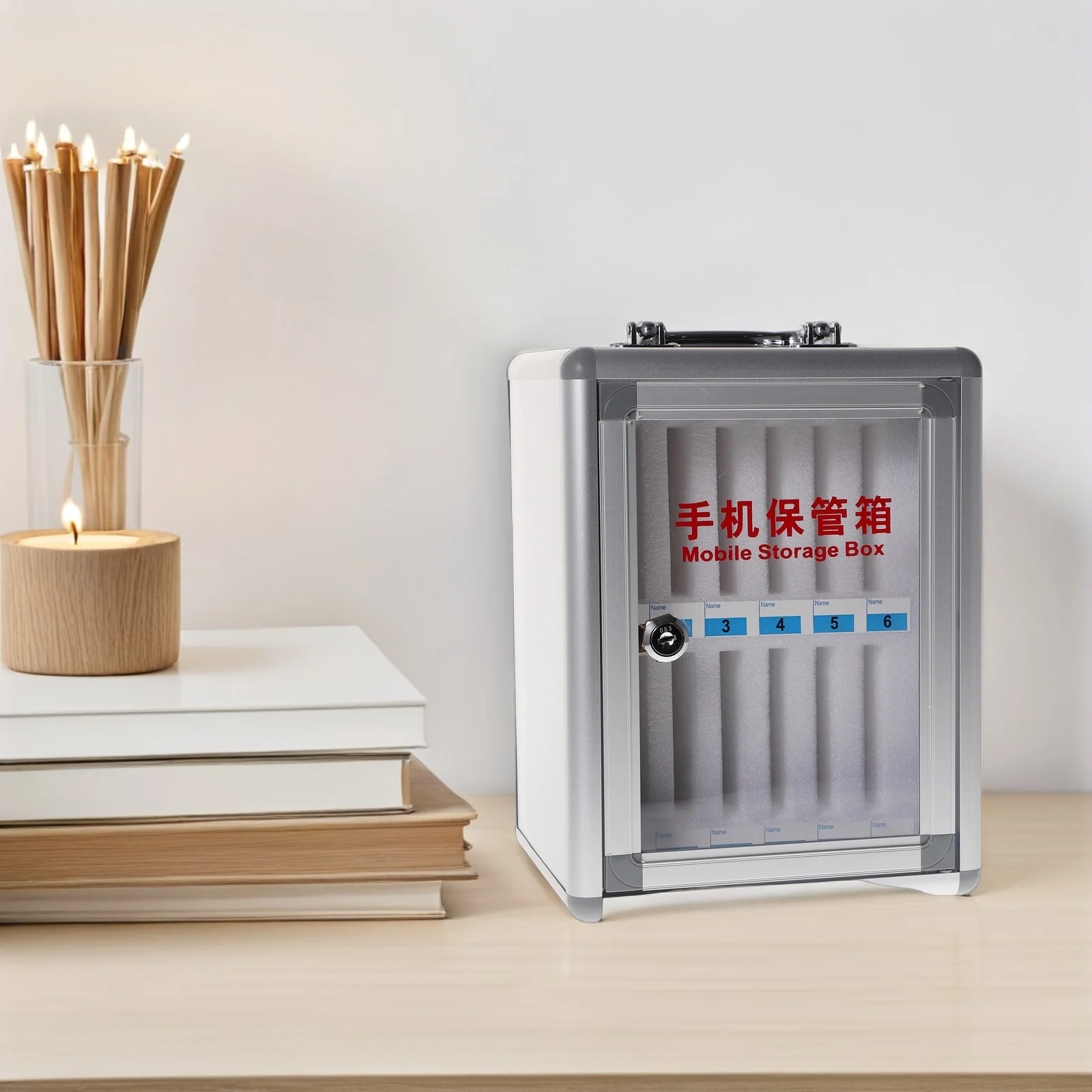 

12 Slots Mobile Phone Storage Cabinet Aluminum Alloy Material Wall Mountable Phone Locker Organizer for Classroom Office