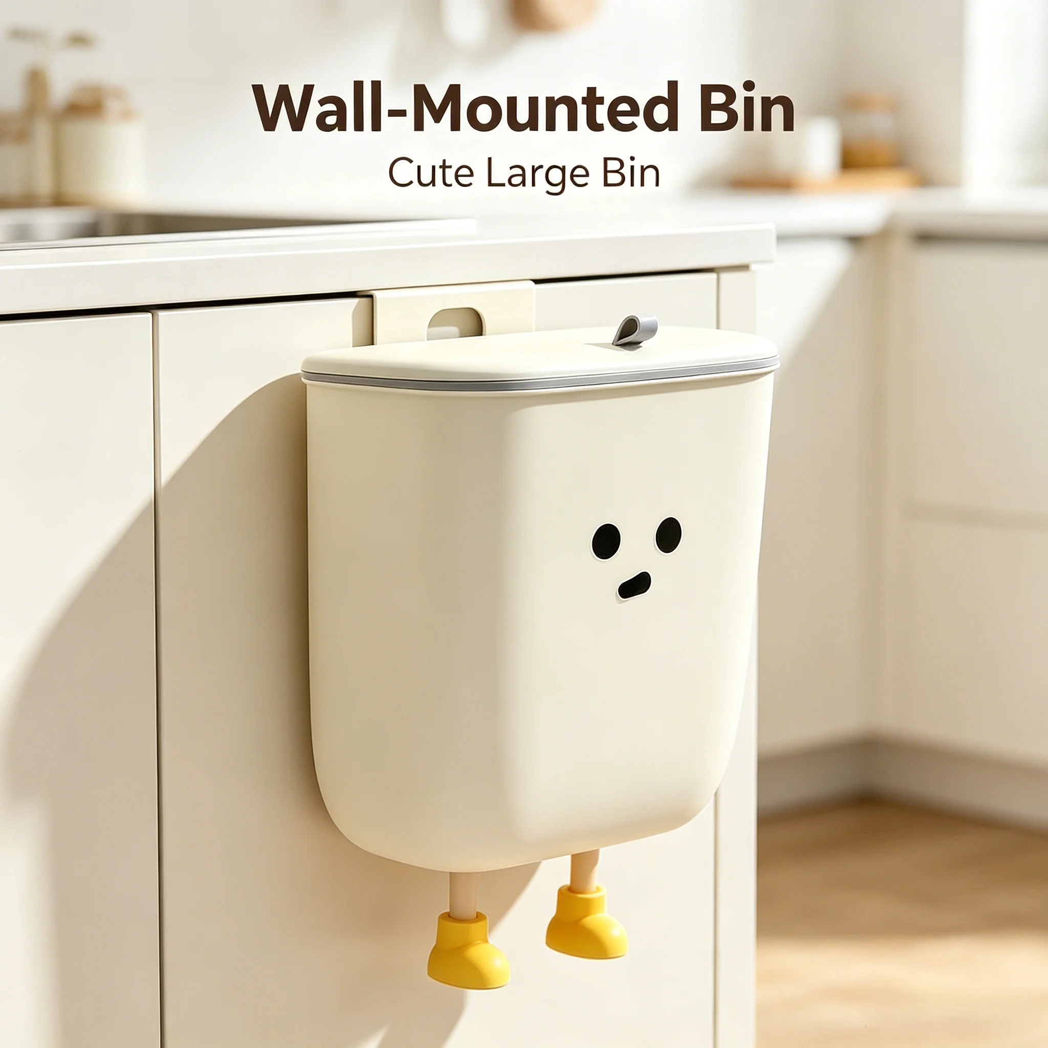 Commercial Kitchen Bin - سلة مهملات لطيفة بتصميم كرتوني، تُعلق