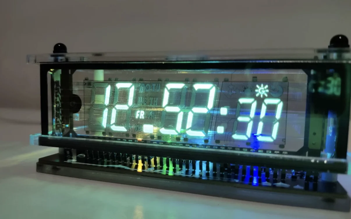 Electronic digital desk clock, calendar, VFD screen alarm clock, fluorescent digital font, self luminous night light, creative