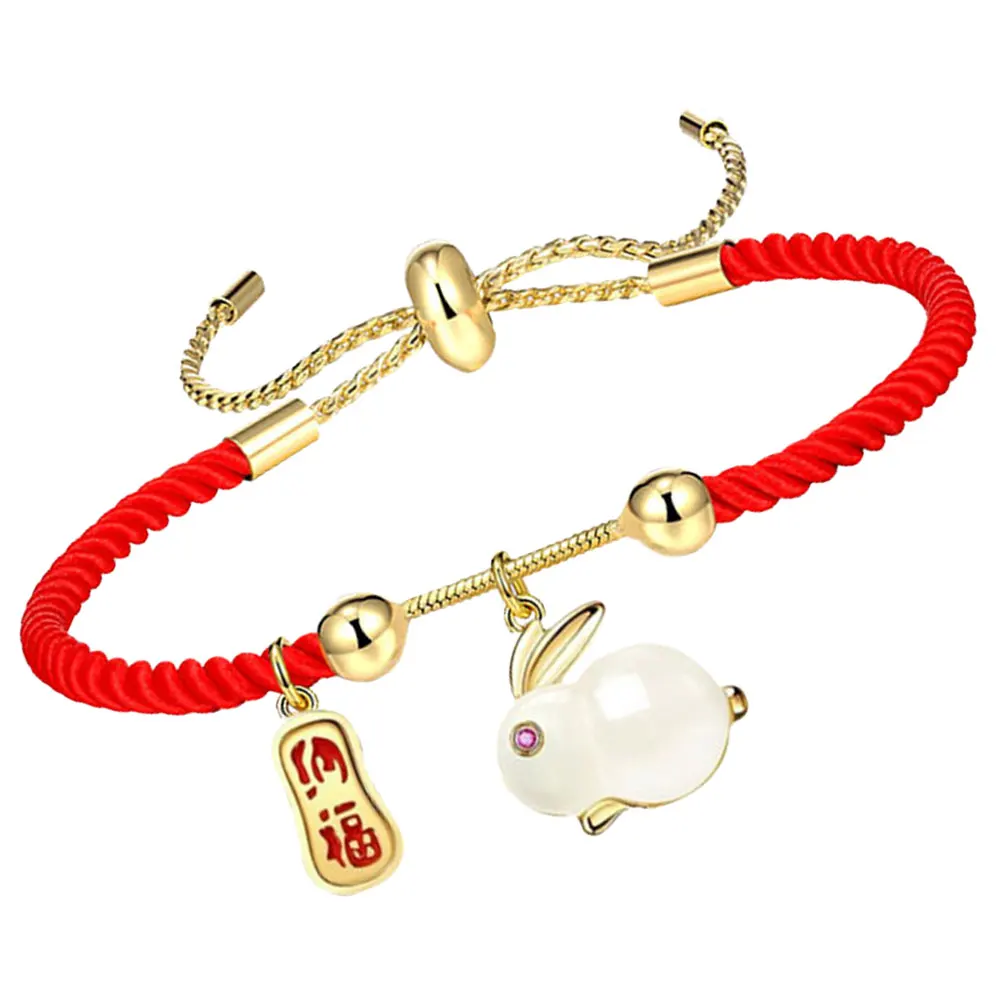 

Zodiac Rabbit Red Rope Bracelet for Women Men Lucky Chinese New Year Adjustable String Wrist Chain Symbol of Fortune Health