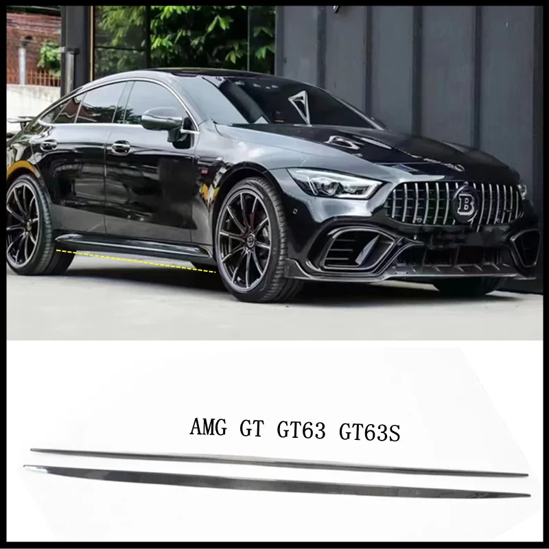 Body Side For Mercedes Benz AMG GT63 GT63S 4-Door 2019 2020 2021 2022 2023 REAL Carbon Fiber Skirt Kit Lip Spoiler