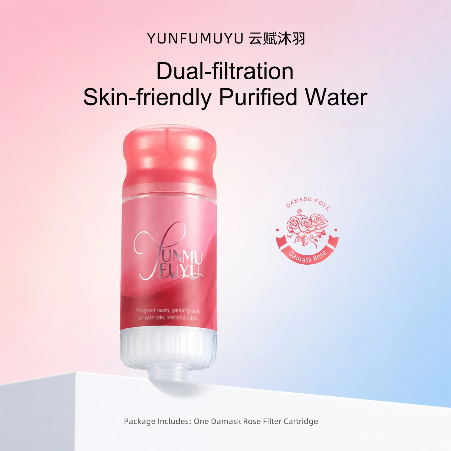 Yunfumuyu Rose Scented Shower Filter Cartridge, Pressure Boosting Shower Head for Bathing, Travel Portable/Home/Bathroom Use