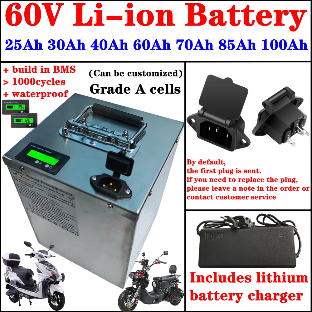 BMS 17S 60V Li-ion battery 25Ah 30Ah 40Ah 50Ah 60Ah 75Ah 85Ah 100Ah for 1000W 2000W 3000W Golf Cart Demo Go Cart Two Wheeler