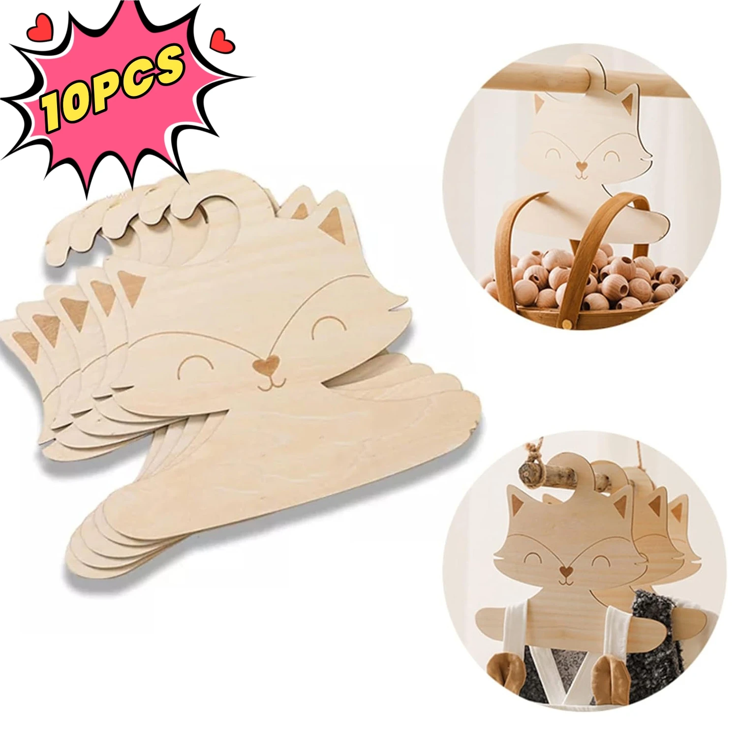 

5/10Pcs Nordic Style Baby Cute Fox Wooden Clothes Hanger Creative Baby Pants Hanger Children Small Hanger Clothes Storage Rack