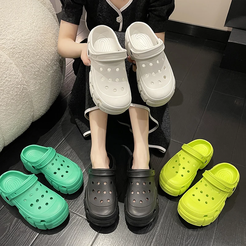 

Women's Soft Bottom Platform Shoes Comfortable Thick Heel Summer Outdoor Casual Korean Style Slip-On EVA Material
