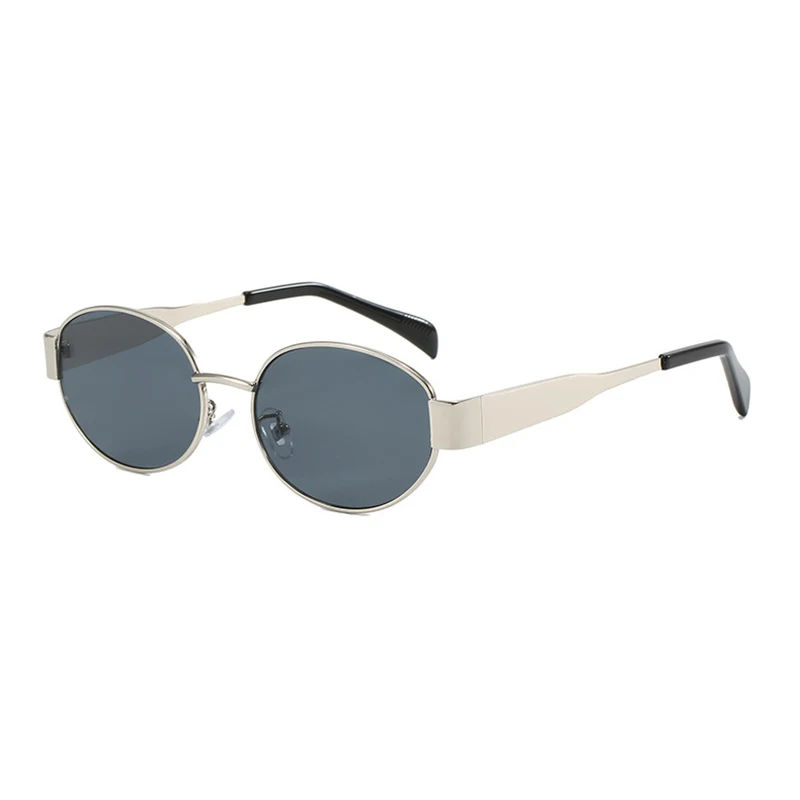 Luxury Vintage Oval Sunglasses for Women and Men, Metal Frame, Unisex Fashion by Premium Brand, UV400 Protection image 6