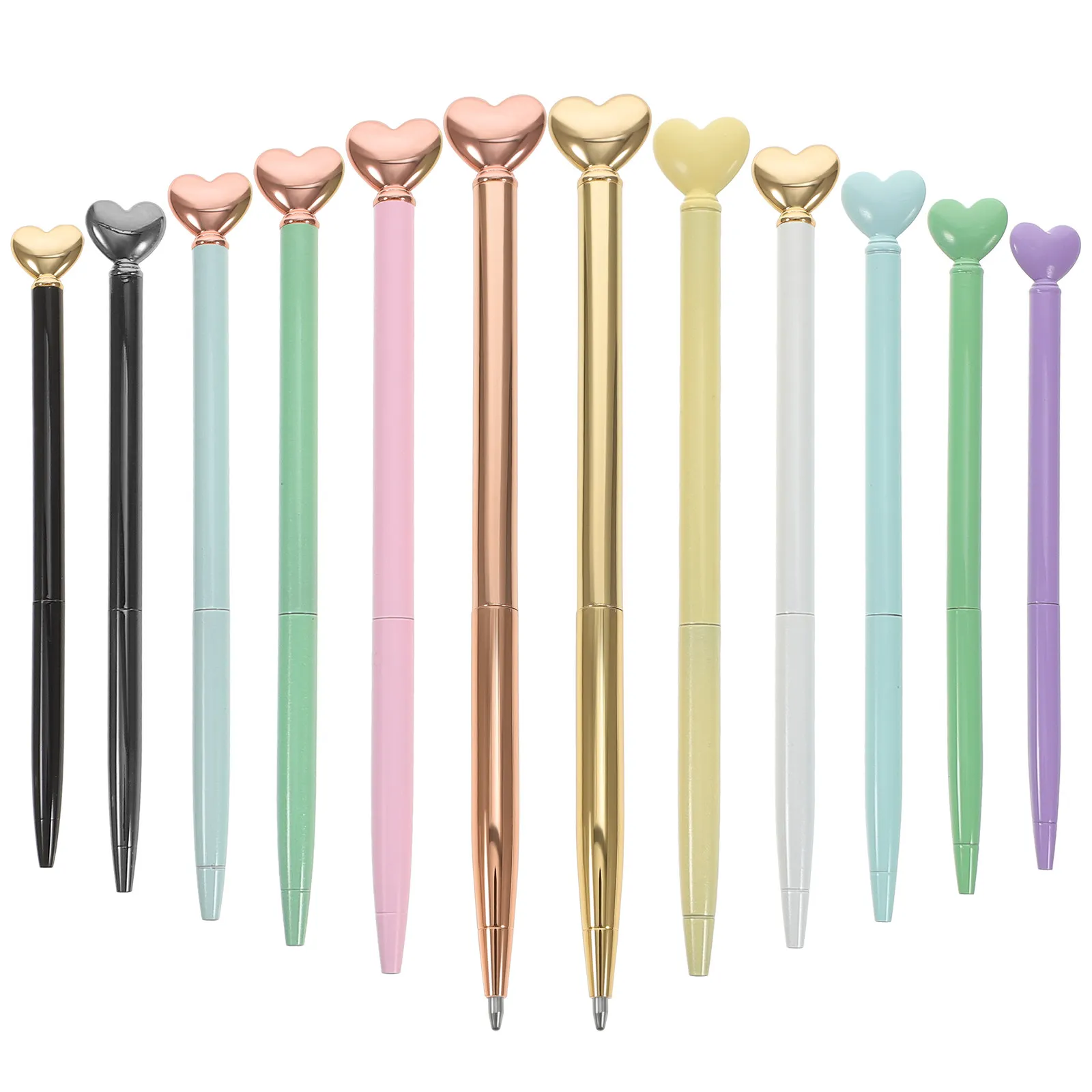 

12Pcs Metal Ballpoint Pens Creative Heart Shape Portable Writing Pen for School Office Daily Use Ergonomic Comfortable Pen