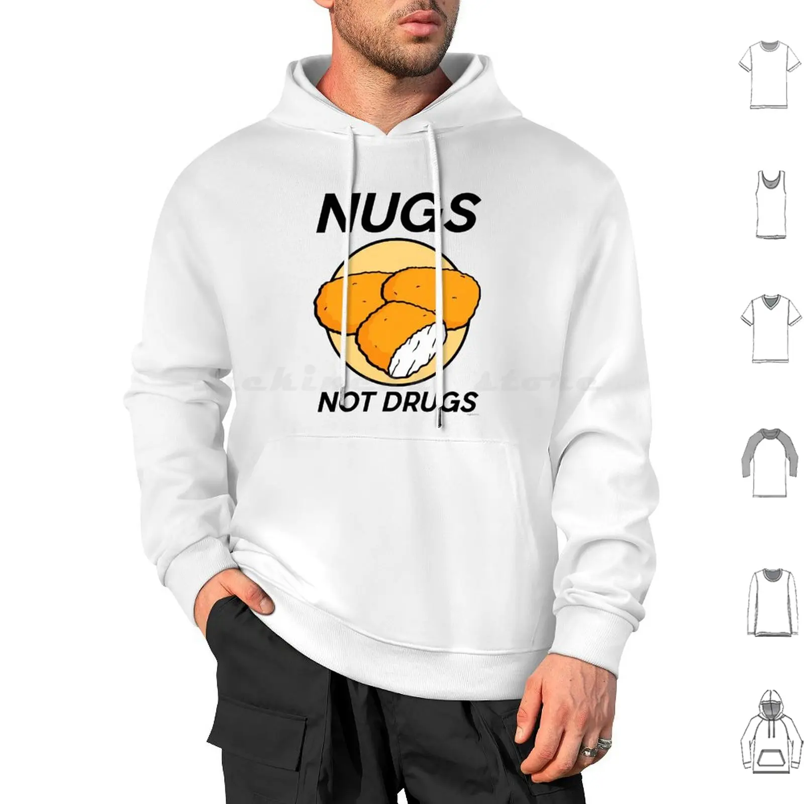 Nugs Not Drugs Hoodie cotton Long Sleeve Nuggets Chicken Nuggets Food Puns Drugs Funny Cool Hipster Tumblr Quotes Yum