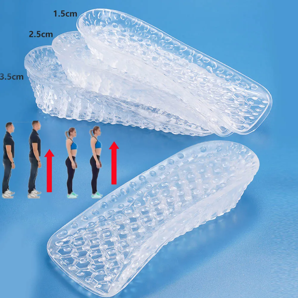 

Silicone Height Increase insoles Man Heel Lift Shoes Inserts Invisible Height Increasing Insole Flat foot Arch Support Shoe Pads