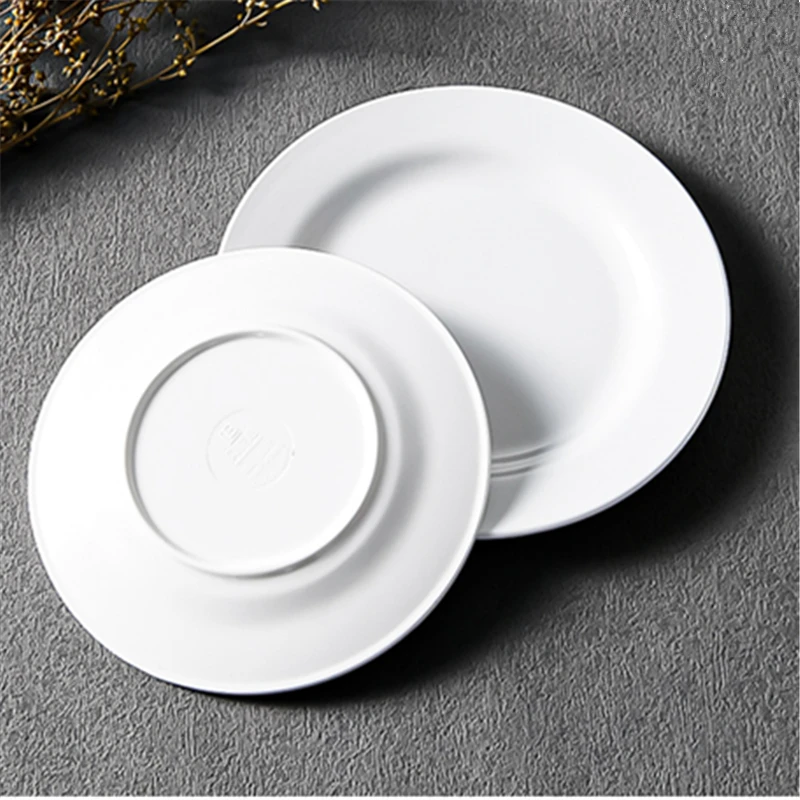 6-12 Inch Flat Melamine Dinner Plate Round Western Food Trays French Tableware Kitchen Buffet Fruit Steak Salad Dish Plates