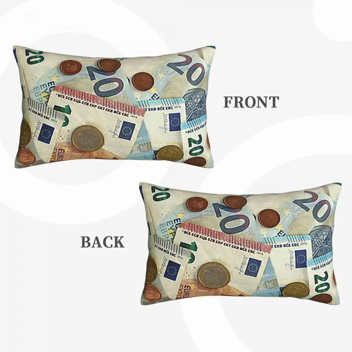 Euro Banknotes And Coins Rectangle Pillowcase Cushion Cover Decorative Bedroom Bed Home Comfort Throw Pillow