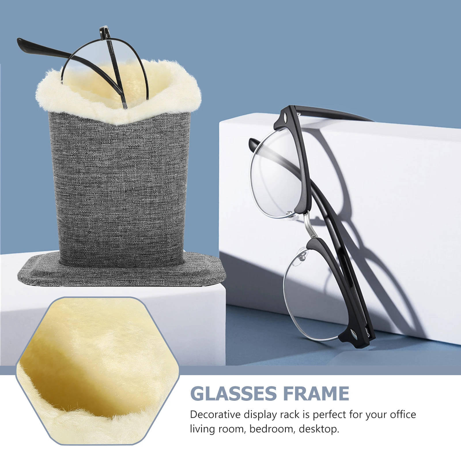 

Eyeglasses Stand Holder Display Rack For Desktop Sunglasses Glasses Frame Case Base Container Lanyard Vertical Black Modern