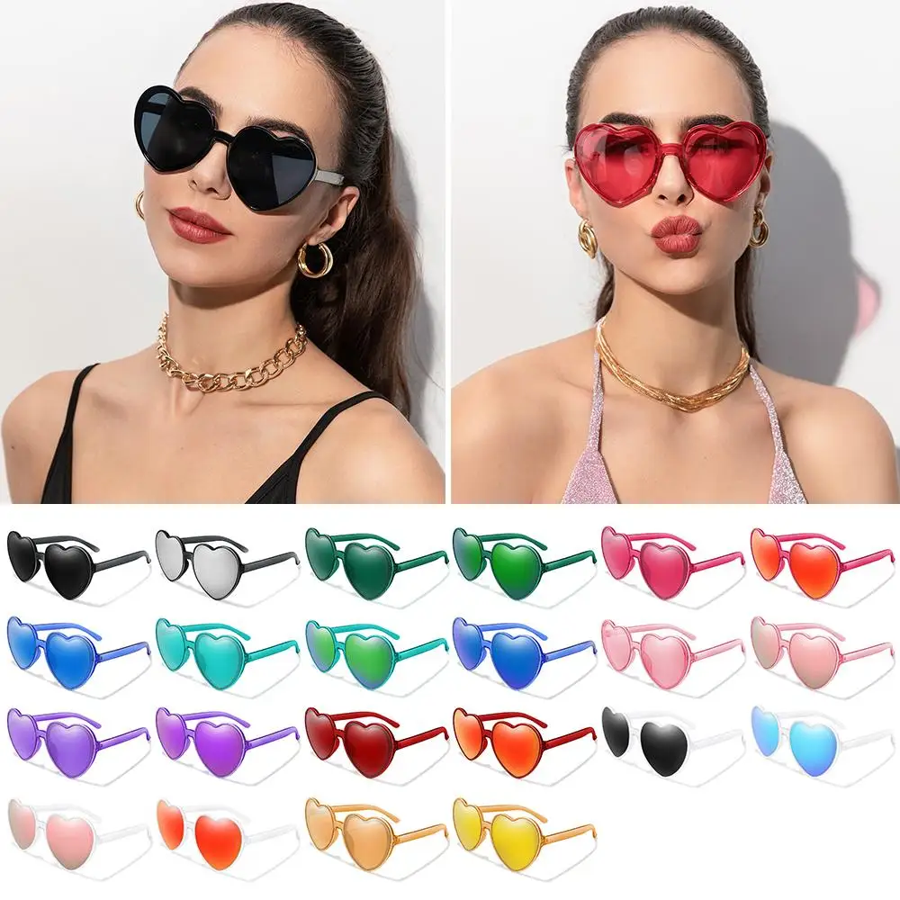 Fashion Candy Color Love Heart Sunglasses for Women Trendy Funny Beach Pool Party Eyewear UV400 Protection Sun Glasses Shades