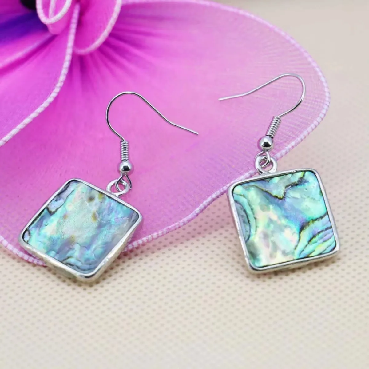 18mm Accessories Prevalent Square Earrings for Women Natural Abalone Seashells Sea Shells Dangler Eardrop Jewelry Making DIY