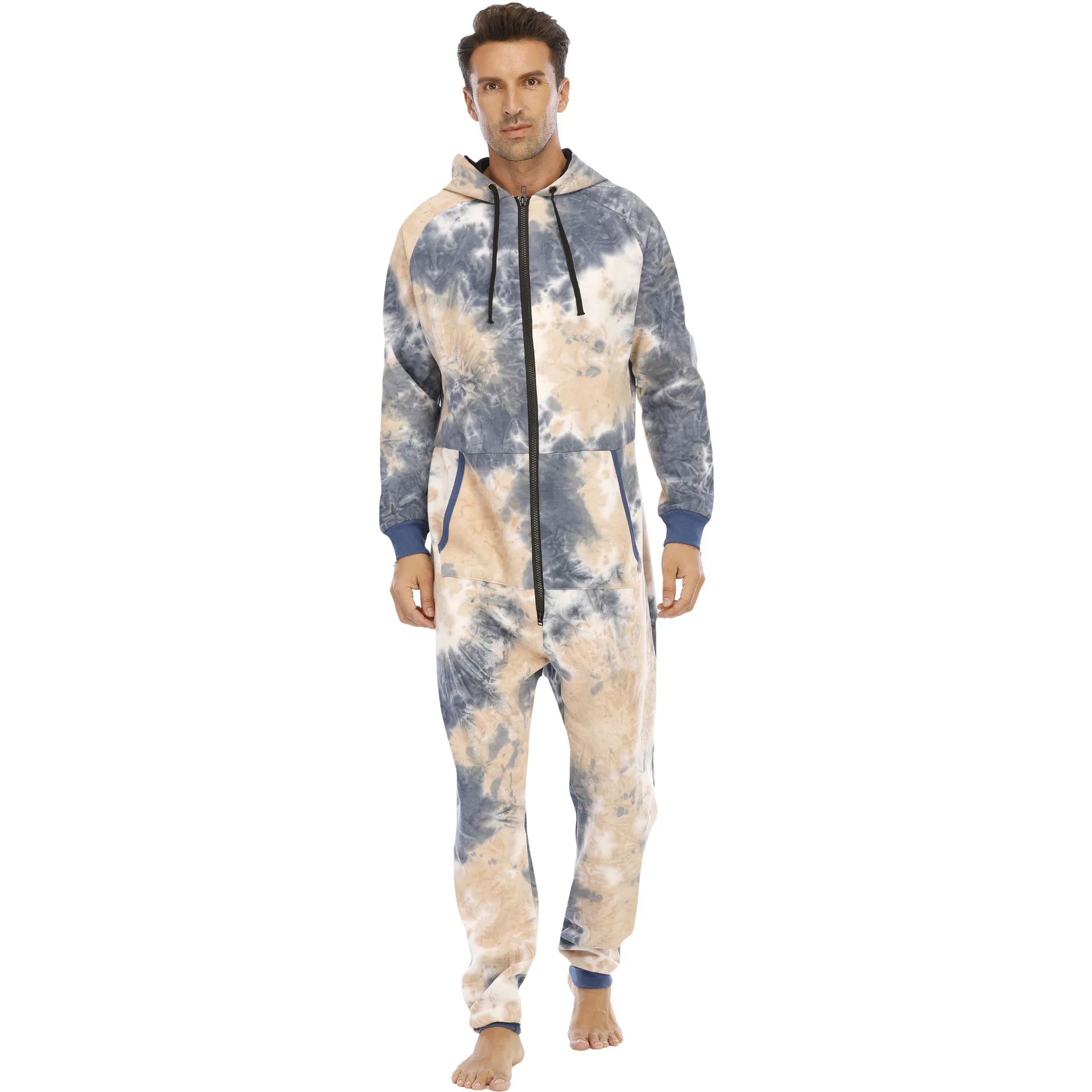 Christmas Sleepwear Kigurumi Hooded Pajama Sets For Adult Men Pajamas Autumn Winter Warm Pyjamas Overall Suits