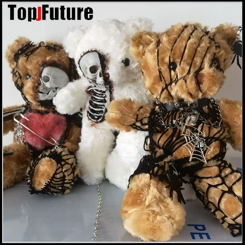 

Hip Pop Help Gothic Punk bloody skull Gothic Lolita Harajuku Halloween cosplay props plush bear toys Photography props