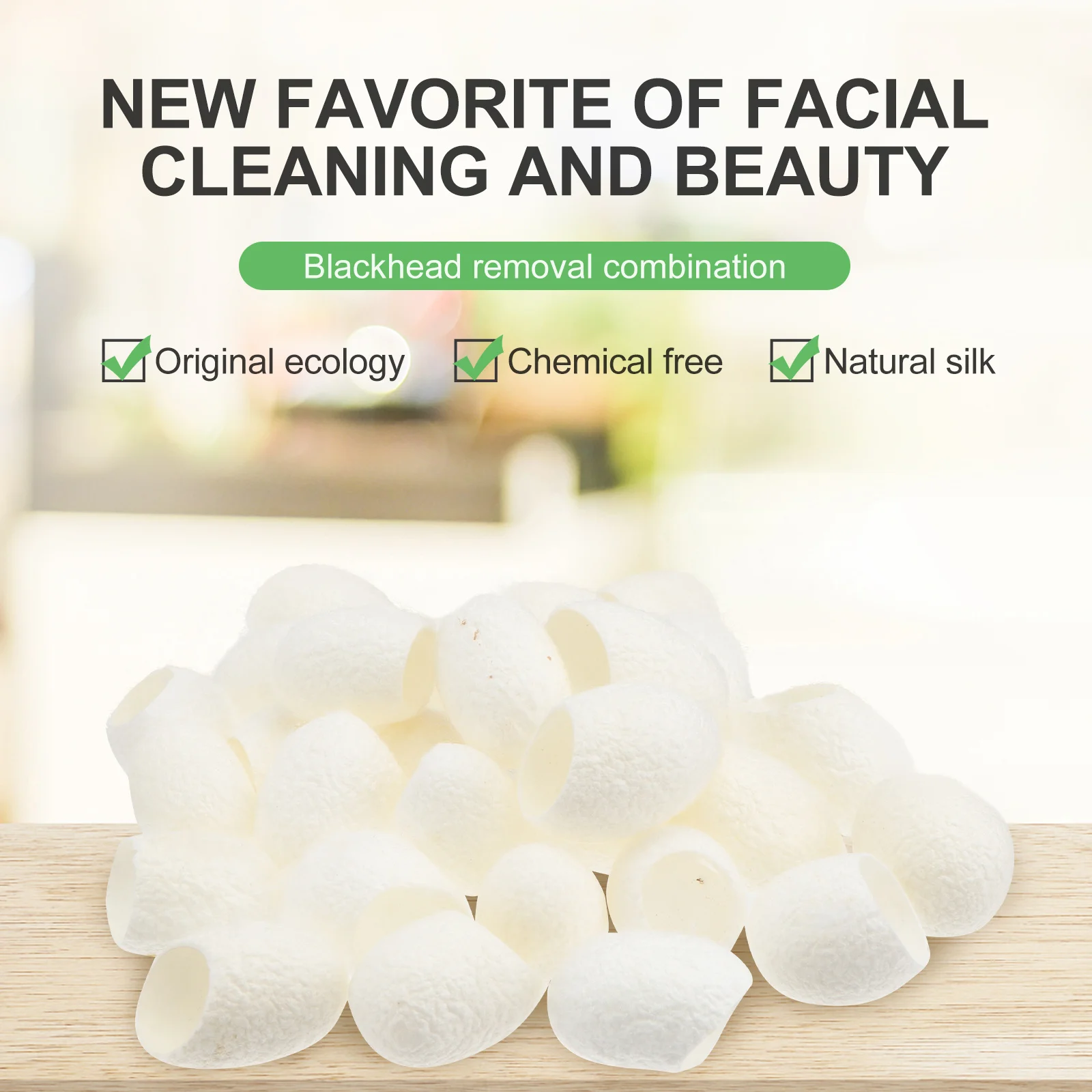 100 قطعة كرات دودة القز الطبيعية البيضاء للتقشير العميق منظف الوجه أداة التجميل العناية بالبشرة فرك تنظيف الحرير #2
