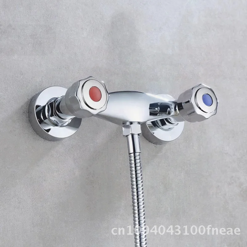 

Роскошный медный смеситель для душа с двойным переключателем для ванной комнаты, контроль горячей и холодной воды, настенный смесительный клапан, современный