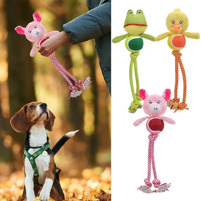 Puppy Teething Chew Toys Built-in Sound Interactive Teething Toys for Puppies Wear-Resistant Safe Squeaky Toys Dog Plush Toy for