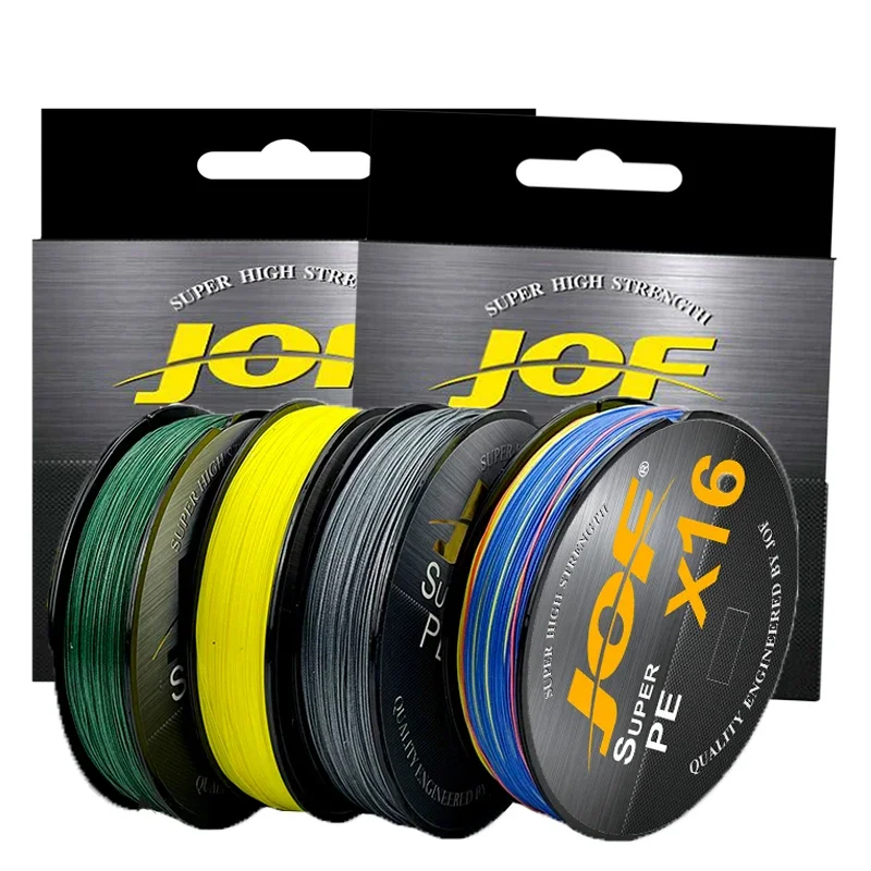 JOF Multicolor Braided Fishing Line X16 Strands 500m Super Strong 25-100LB Multifilament PE Leader Wire Saltwater Weave Cord