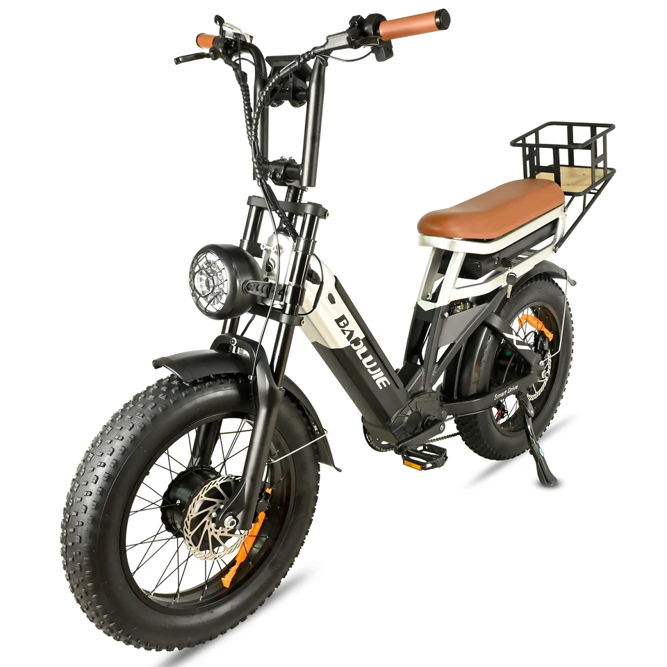 Electric Bike BAOLUJIE DP-2033 for Adults 2000W Dual Motor 31MPH Max Speed 48V 15AH+15AH Dual Battery 20"x4.0" Fat Tire E-Bike with  7-Speed Dual Disc Brakes Front Suspension LCD Display USB Charging for Off-Road Commuting Snow Sand Mountain image 3