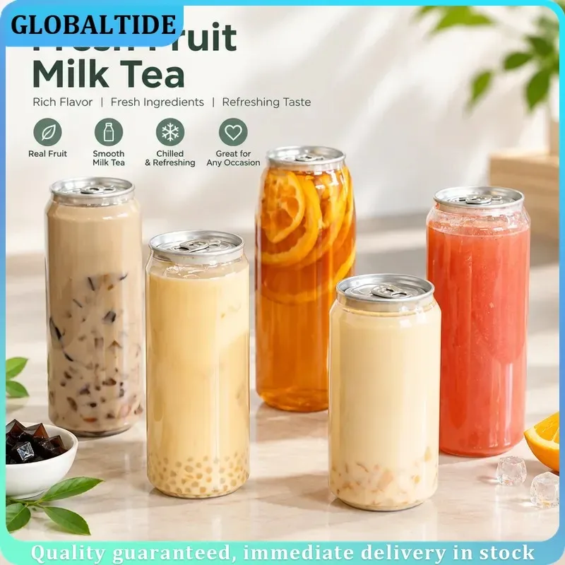 330ml Disposable PET Can, Pull Lid Clear Beverage Container, Portable Sealed Packaging Cup for Milk Tea Juice Coffee Drink