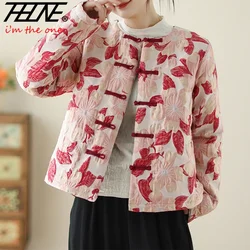 THHONE Autumn Women Coat Spot Jacquard Floral Shirt Long Sleeve Blusa Mujer Top Jacket Casual Loose Oversize Women's Clothing