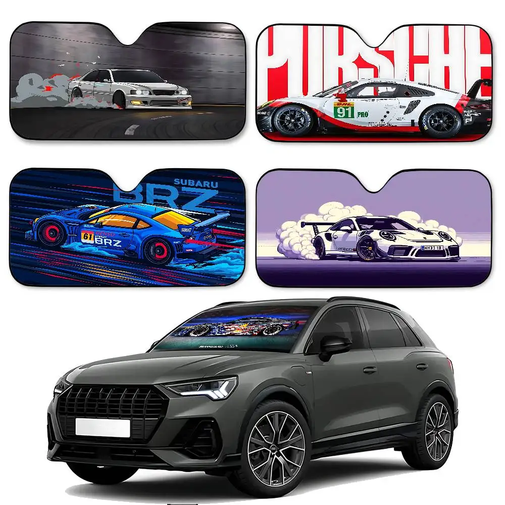 سباق السيارات مظلة السيارات الستائر 130x70 سنتيمتر سيارة ظلة غطاء الزجاج الأمامي UV حماية السيارات قناع اكسسوارات للسيارات #1