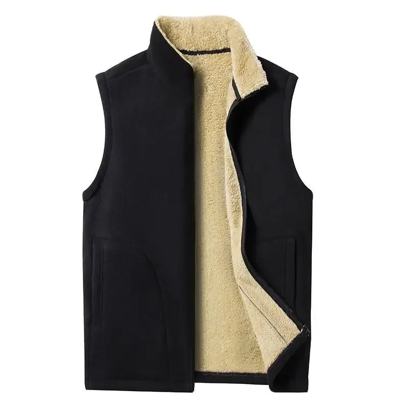 Winter Men's Fleece Vests Casual Warm Sleeveless Jackets Fashion Thermal Vest Windbreaker Zipper Plus Size 5XL Loose Waistcoat